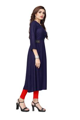 Blue plain rayon kurti 3