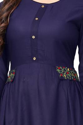 Blue plain rayon kurti 4