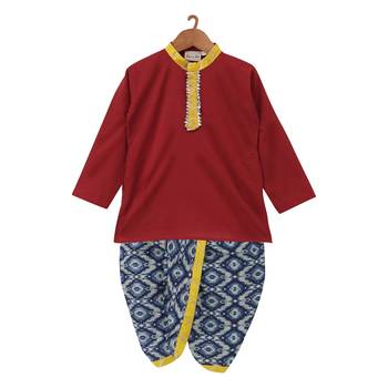 Jaipuri Print Cambric Cotton Dhoti Kurta  Blue 1