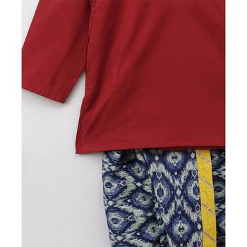 Jaipuri Print Cambric Cotton Dhoti Kurta  Blue 3