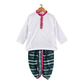 Jaipuri Print Cambric Cotton Dhoti Kurta  Indigo 1