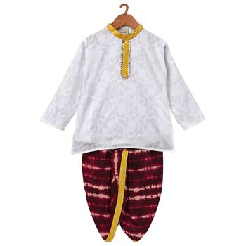 Jaipuri Print Cambric Cotton Dhoti Kurta  Maroon 1