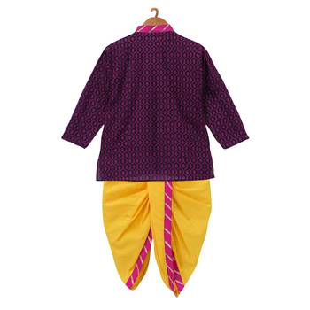 Jaipuri Print Cambric Cotton Dhoti Kurta  Purple 2