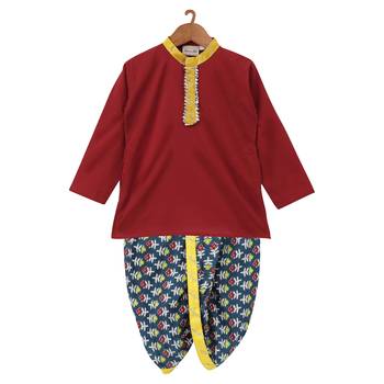 Jaipuri Print Cambric Cotton Dhoti Kurta  Blue 1