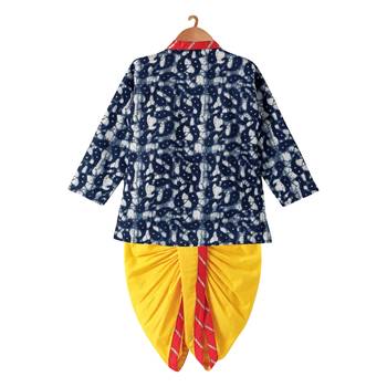 Jaipuri Print Cambric Cotton Dhoti Kurta  Indigo 2