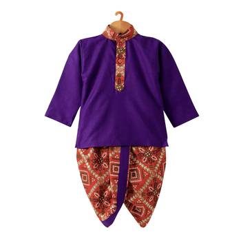 Bandhni Print Dhoti Kurta   Purple 1