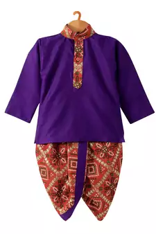 Bandhni Print Dhoti Kurta   Purple