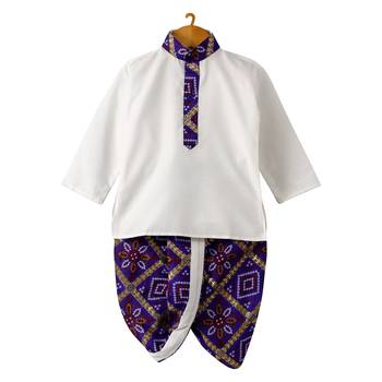 Bandhni Print Dhoti Kurta   White 1