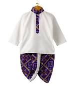 Bandhni Print Dhoti Kurta   White