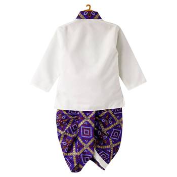 Bandhni Print Dhoti Kurta   White 2