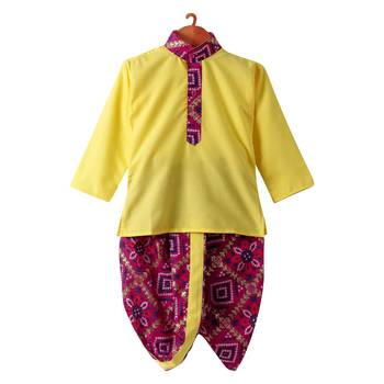 Bandhni Print Dhoti Kurta   Yellow 1