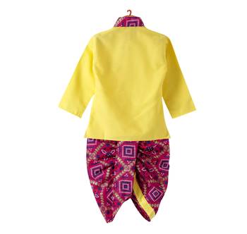 Bandhni Print Dhoti Kurta   Yellow 2