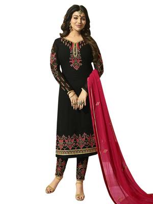 Black embroidered georgette salwar with dupatta 1