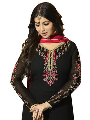 Black embroidered georgette salwar with dupatta 2
