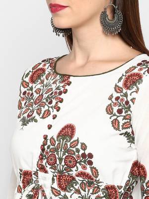 White printed kurti 5