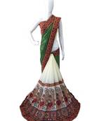 Green Embroidered Georgette Saree With Blouse