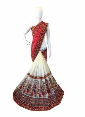 Red Embroidered Georgette Saree With Blouse 1