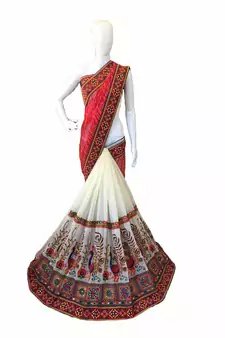 Red Embroidered Georgette Saree With Blouse