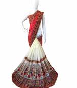 Red Embroidered Georgette Saree With Blouse