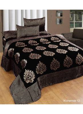 multicolor printed Soft Touch Fabric Double bed sheet and two pillow cover 1
