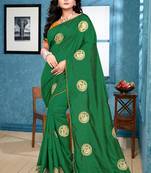 Green Embroidered Silk Saree With Blouse