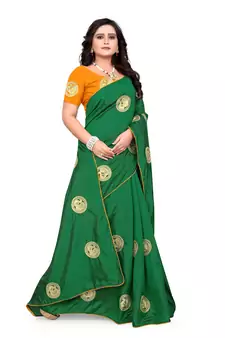Green Embroidered Silk Saree With Blouse