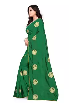 Green Embroidered Silk Saree With Blouse