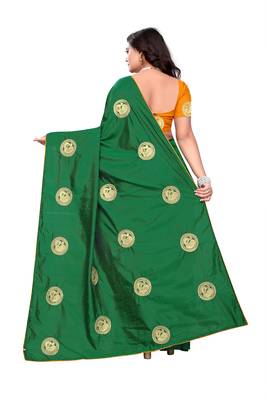 Green Embroidered Silk Saree With Blouse 5