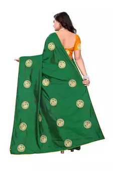 Green Embroidered Silk Saree With Blouse