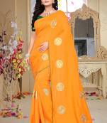 Yellow Embroidered Silk Saree With Blouse