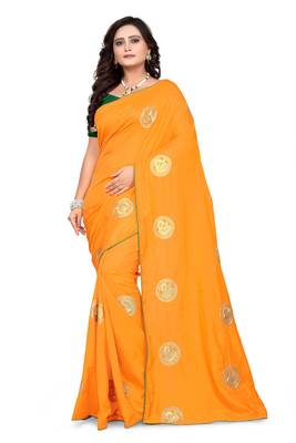 Yellow Embroidered Silk Saree With Blouse 2