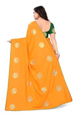 Yellow Embroidered Silk Saree With Blouse 5