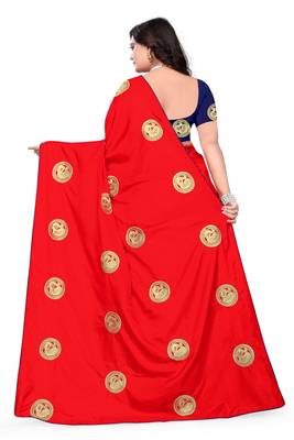 Red Embroidered Silk Saree With Blouse 5