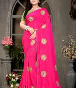Pink Embroidered Silk Saree With Blouse