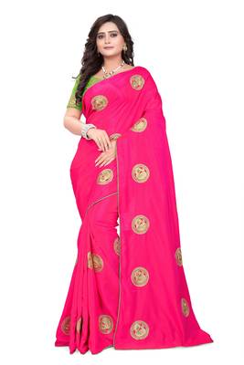 Pink Embroidered Silk Saree With Blouse 2