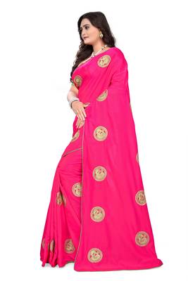 Pink Embroidered Silk Saree With Blouse 4