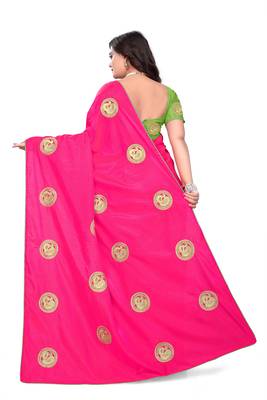 Pink Embroidered Silk Saree With Blouse 5