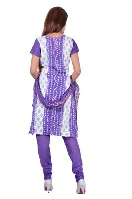 Purple printed Cotton unstitched salwar with dupatta 2