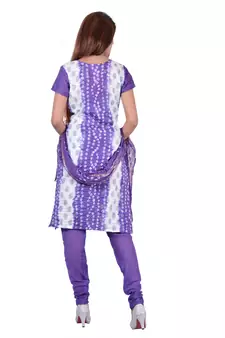Purple printed Cotton unstitched salwar with dupatta