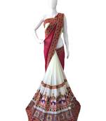 Red Embroidered Georgette Saree With Blouse