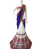 Royal Blue Embroidered Georgette Saree With Blouse