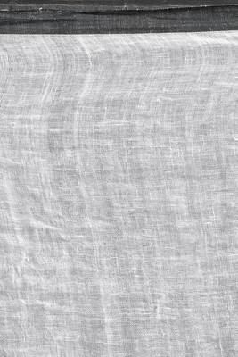White Hand Woven Linen Saree With Blouse 3