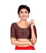 Dark Maroon Dupion Silk Designer Padded Blouse