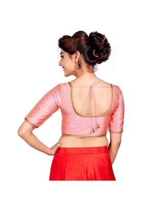 Light Pink Dupion Silk Designer Padded Blouse 2