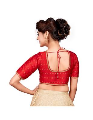 Red Dupion Silk Designer Padded Blouse 2