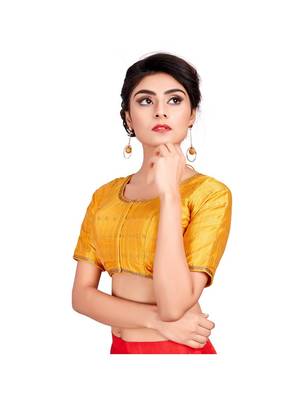 Yellow Dupion Silk Designer Padded Blouse 1