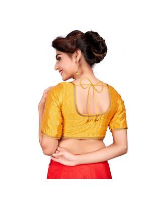 Yellow Dupion Silk Designer Padded Blouse 2