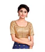 Gold Brocade Front Opening Designer Padded Blouse
