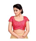Pink Silk Embroidered Designer Padded Blouse