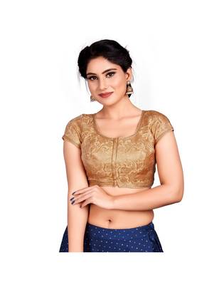 Gold Brocade Designer Padded Blouse 1